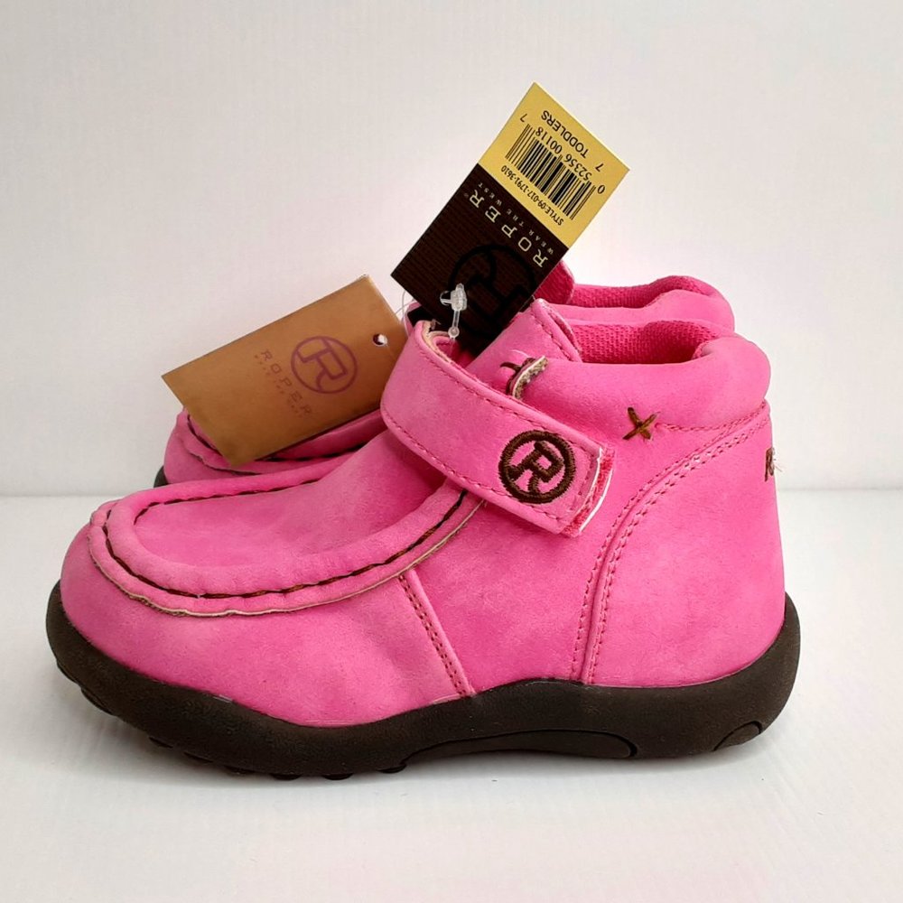 'ROPER' 'CHUKKA' MOCCASIN 'PETAL PINK' VELCRO WRAP ANKLE HIGH SHAFT BOOTS - Picture 6 of 16
